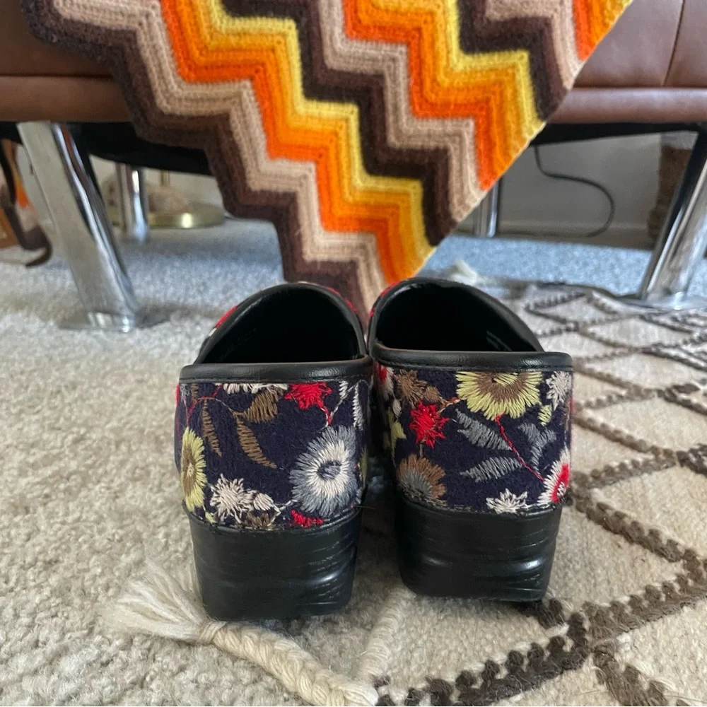 Dansko Floral Embroidered Felt Pro Mules - Picture 3 of 10